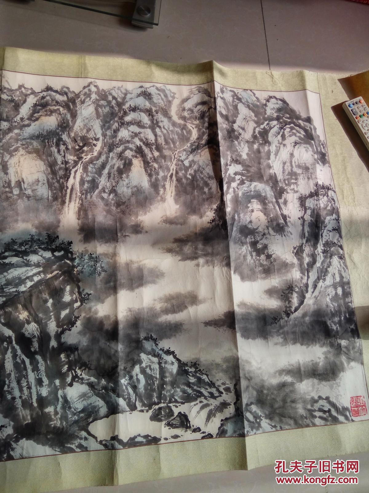 著名青海西宁山水画家祁镇国画:翠谷鸣泉(永久保真)