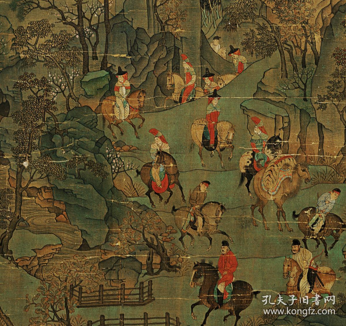 唐 李昭道 青绿山水画 明皇幸蜀图 复制品
