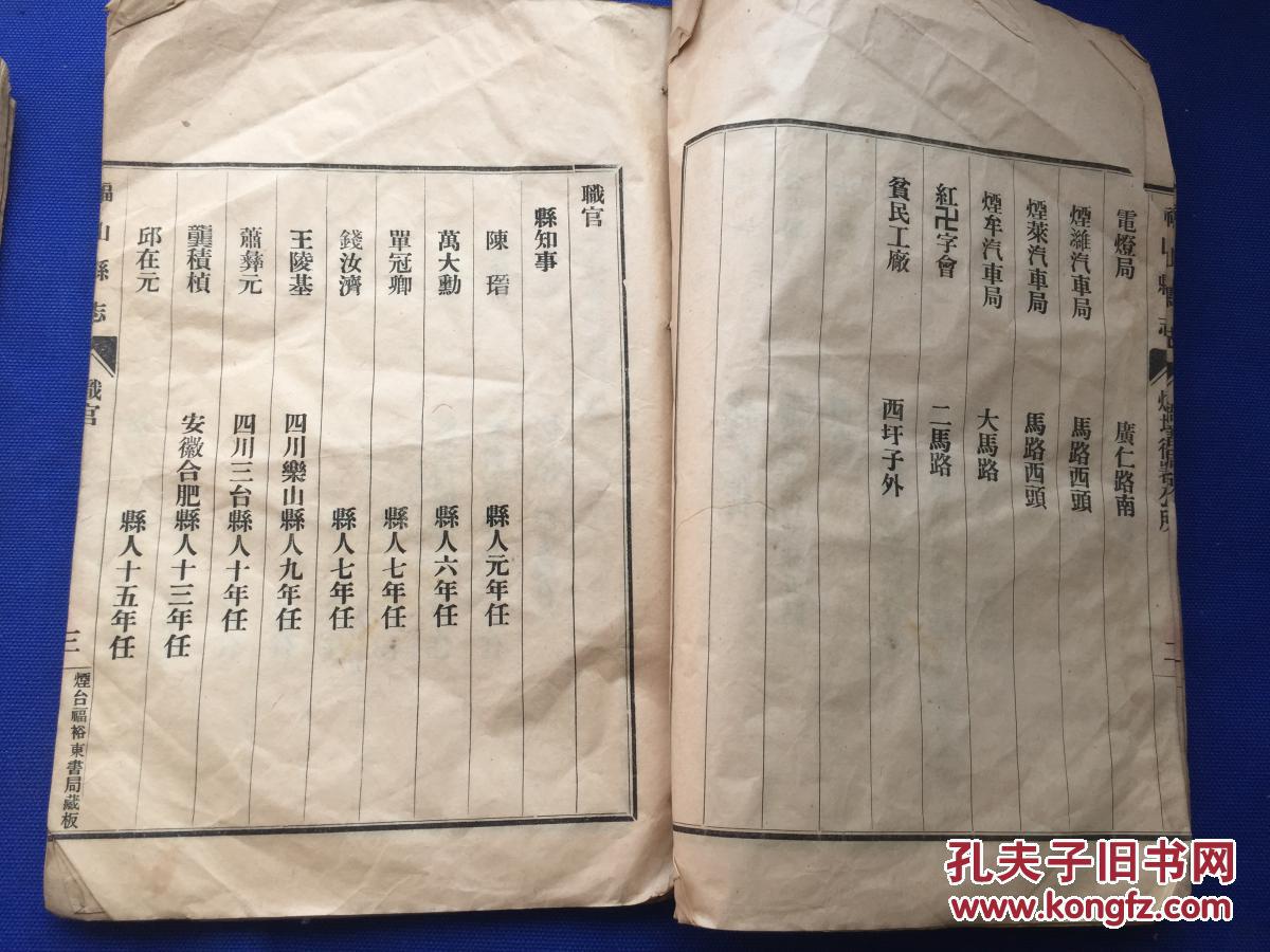 烟台地区民国原版(福山县志稿2本合售)福山县志稿索引