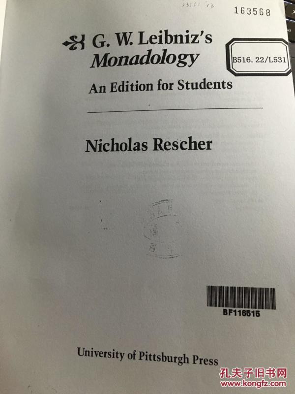 莱布尼兹的单子论(Lebniz's Monadology)外文书