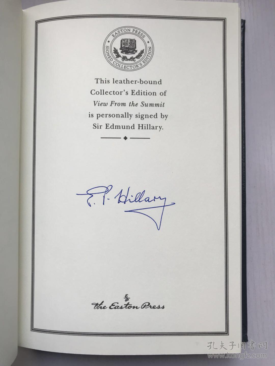 登顶珠峰第一人埃德蒙·希拉里sir edmund hillary 签名 《view from