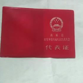 满城县红星乡第九届人民代表大会代表证