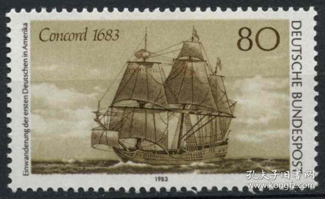『德国邮票』西德 1983年 首批德国人移居美国