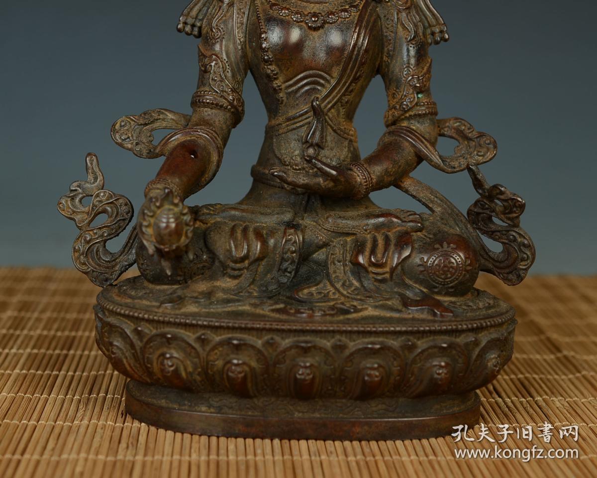 【古玩珍品】老铜器 观音造像古董古玩真品开脸精致法