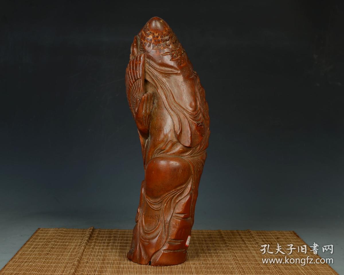 老竹雕大型竹根雕辟邪钟馗竹刻名家手工雕刻包浆老道