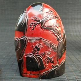 乌鸦皮红田黄印章 尺寸重量如图 特价包邮不议价