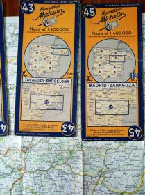 1942年法国出版 米其林地图 西班牙葡萄牙部分