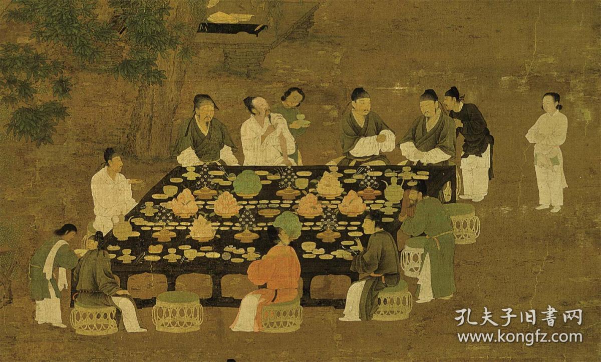 北宋 赵佶 文会图 高仿真水墨微喷复制品