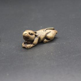古玩杂项收藏铜器十二生肖之首老鼠小