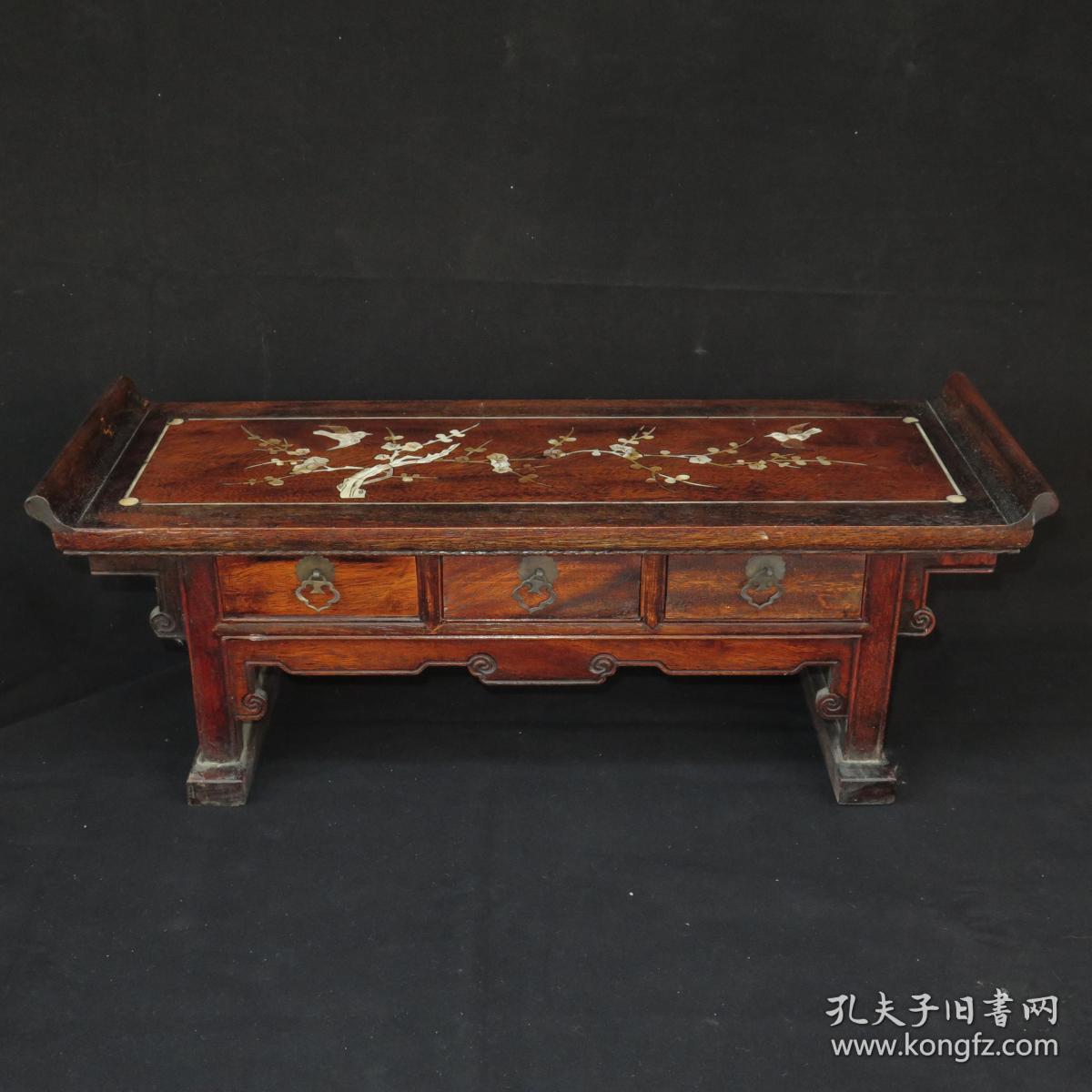 炕桌木雕梨木老花案台镶嵌~精品捡漏家具供奉沈阳家具金实图片
