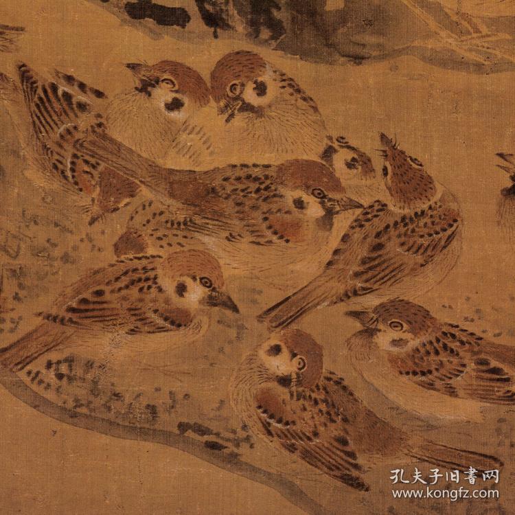 明边景昭三友百禽图1521x781cm绢本国画宣纸绢布艺术微喷画芯名画复制