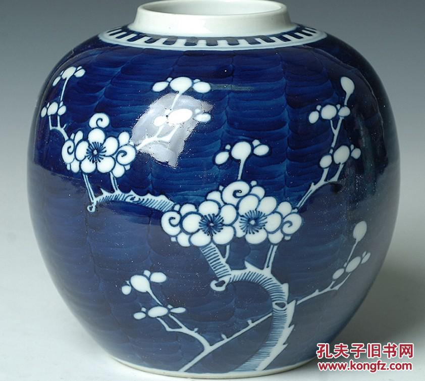 清光绪青花冰梅纹罐