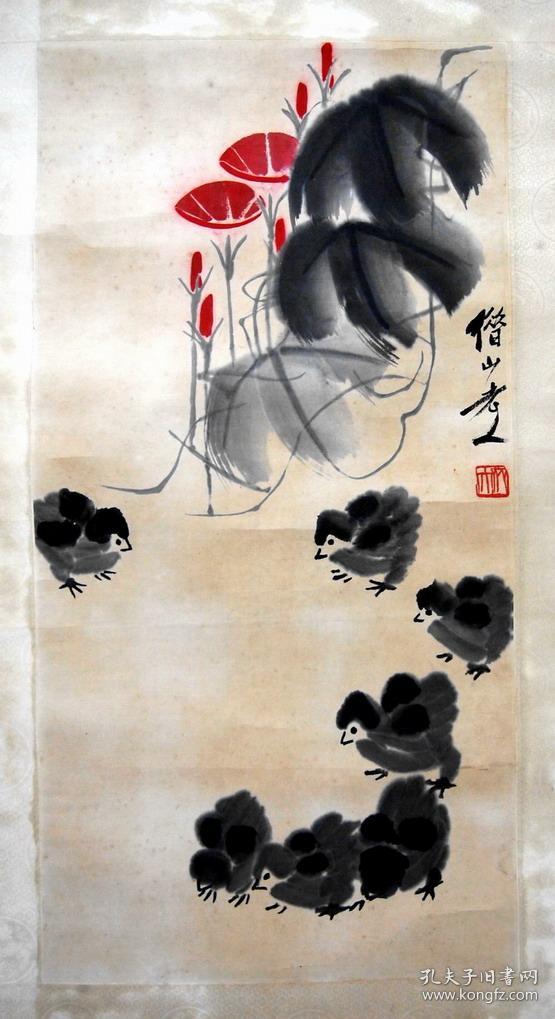 齐白石- 《牵牛花小鸡》