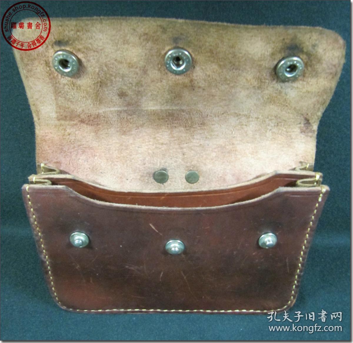 【早期腰挂式军用袖珍式公文包,早期部队军务人员配发,厚重全牛皮