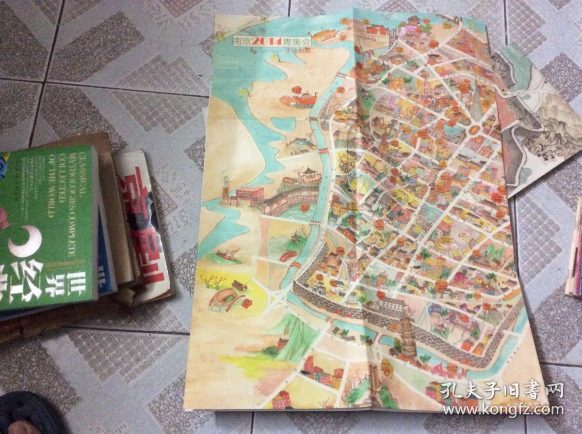 南京欢迎你 手绘地图(手绘南京城市,小吃,青奥地图3张