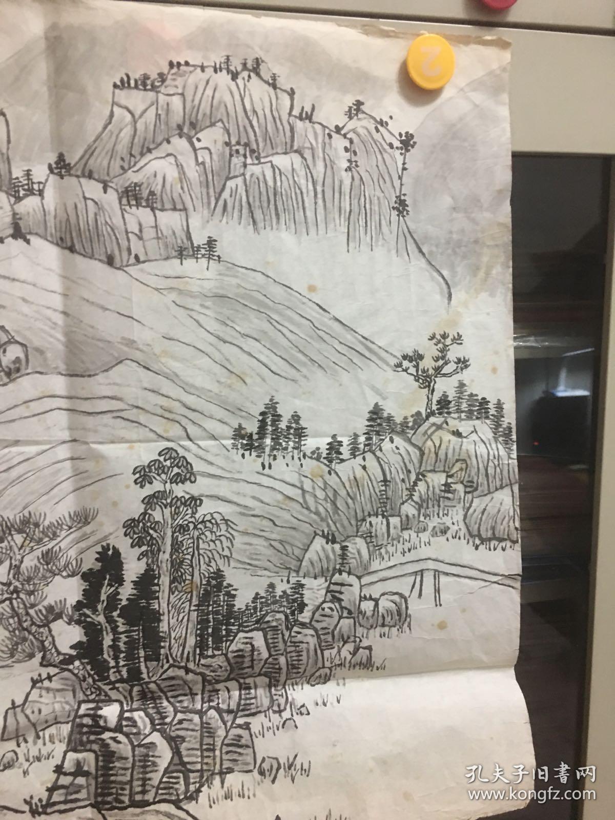 国画,无款山水,画的细腻,黑白画,20180920