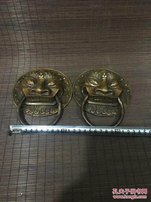 收来的老大门拆下的铜门环 兽面手环 大门兽环 门环 镇宅门环