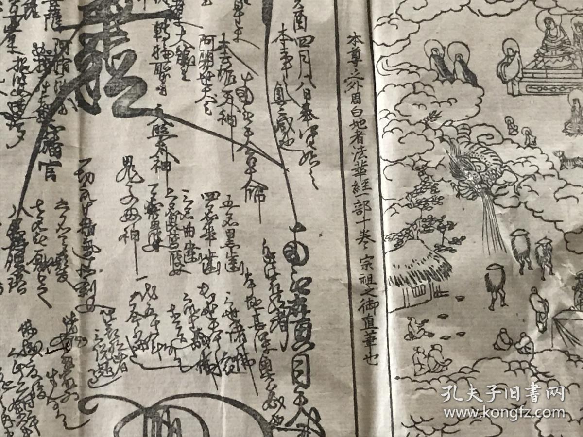 时期书画精品9,宗祖御笔亲写法华经一部十卷,配天地人三界日间形态图