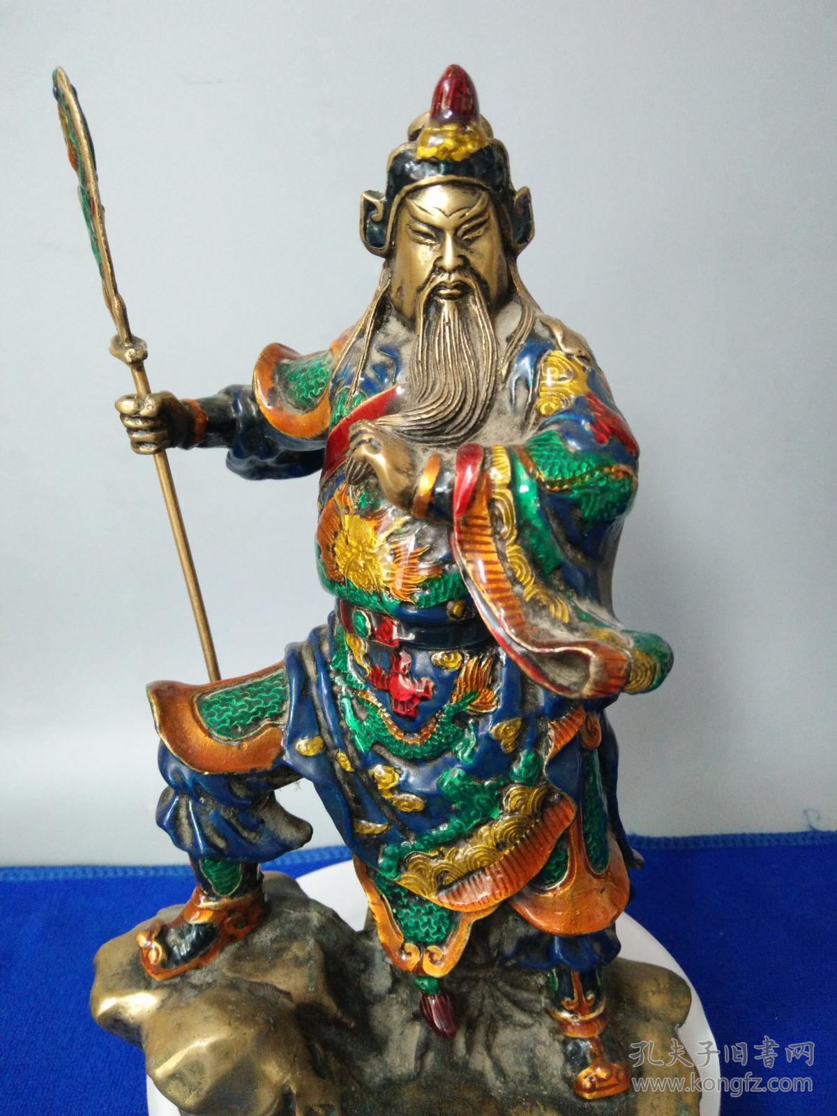 清代传世景泰蓝关公铜像