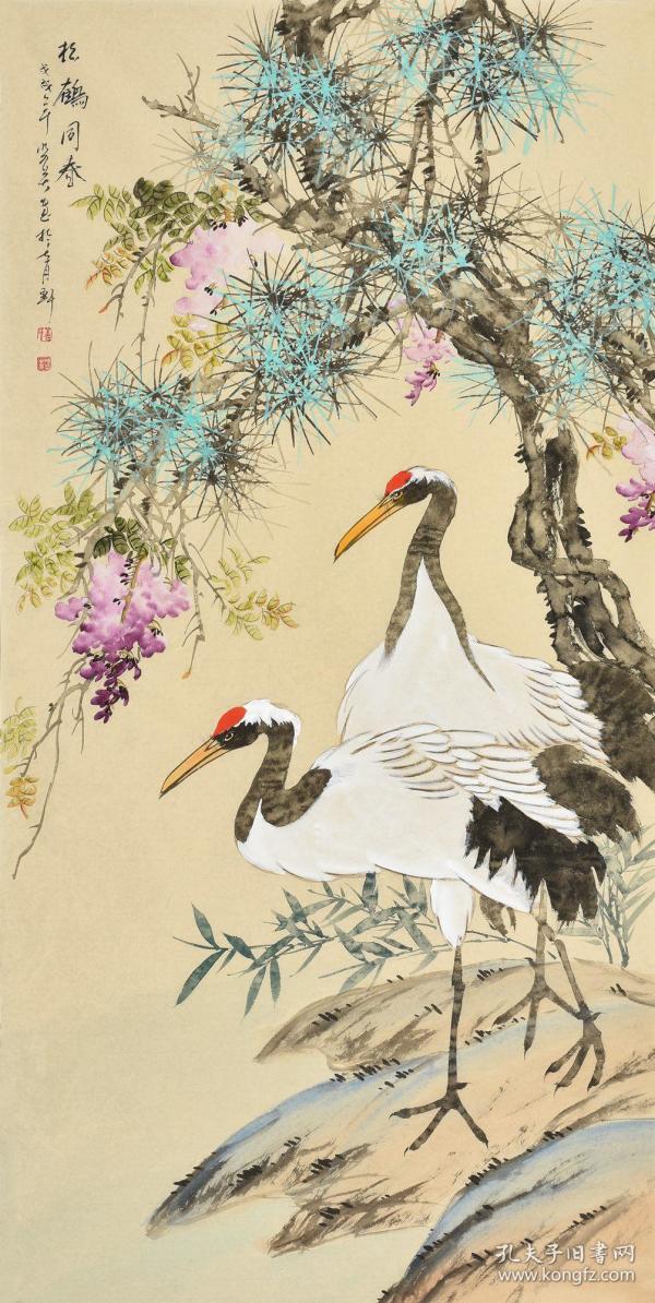 河南美协会员 姜老师《梅鹤同春》hn8808