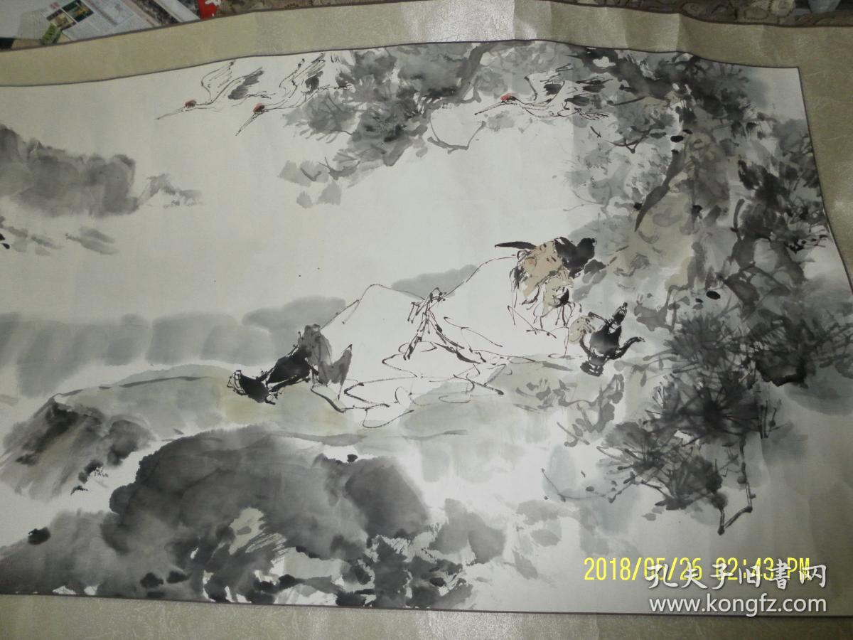 国画太白醉酒图横幅长138宽70厘米画芯尺寸题款印章自鉴
