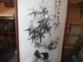 安徽著名画家(张光多 竹石花鸟 原裱装框