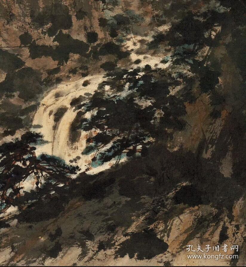傅抱石 右丞诗意图 山中一夜雨,树杪百重泉.60.8*109.1cm.