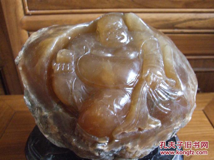 寿山石,牛角冻料,雕刻佛像.