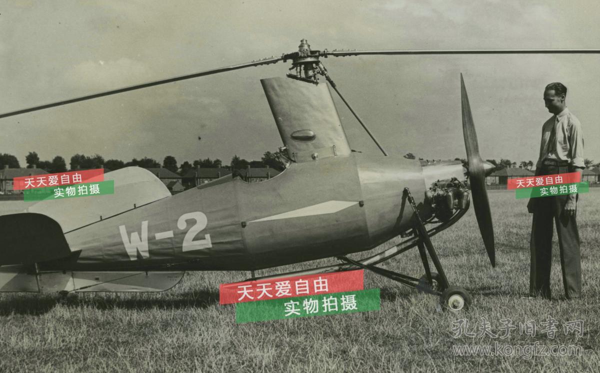 民国时期航空飞机老照片--1932年左右威尔w2型自动旋翼机的概念机型