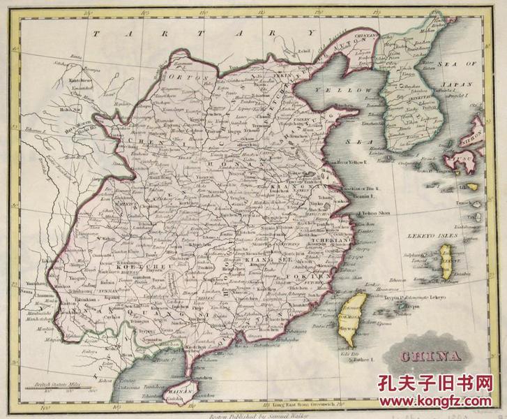 清代 中国地图   / 1800 年/walker samuel绘制/19,5 x 23cm/珍贵历史