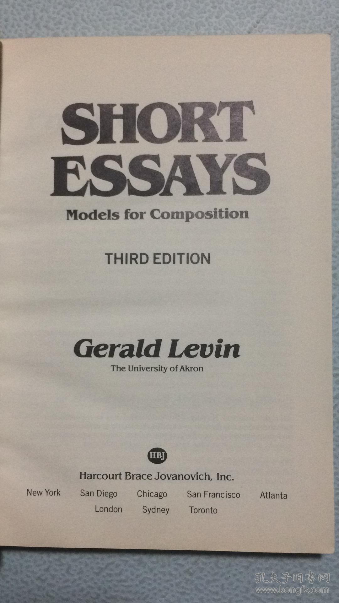 essays,genres 英文原版shortessaysmodelsforcompositionthirdedition短文写作范例