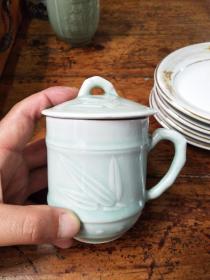 解放后瓷器――竹节青瓷 茶杯