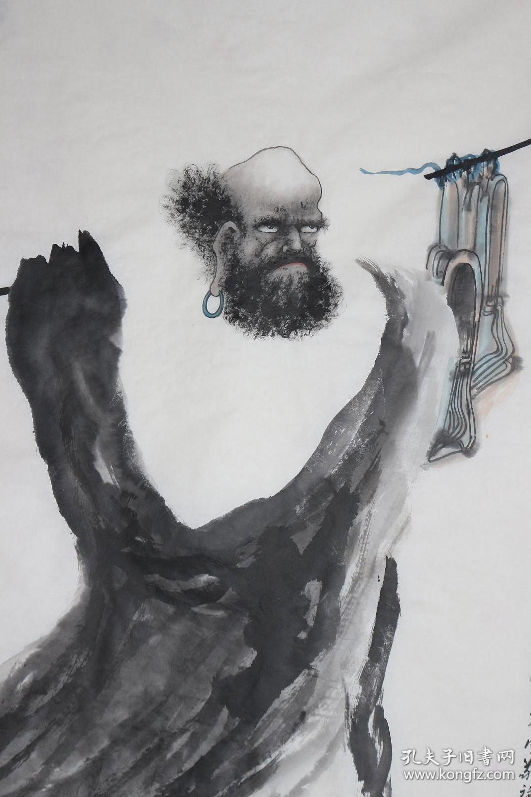 国画名家秦老师四尺达摩作品,保真纯手绘