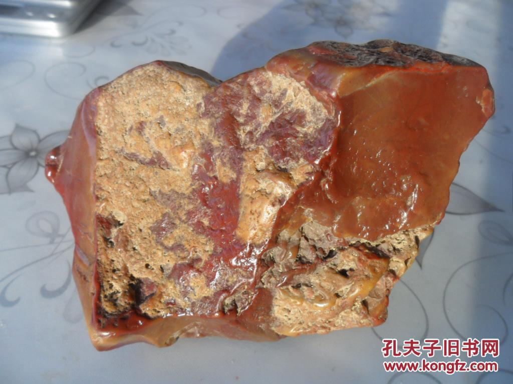 天然玉石原石-鸡血石--红碧玉--彩蜡石树化玉石通透 拍品编号