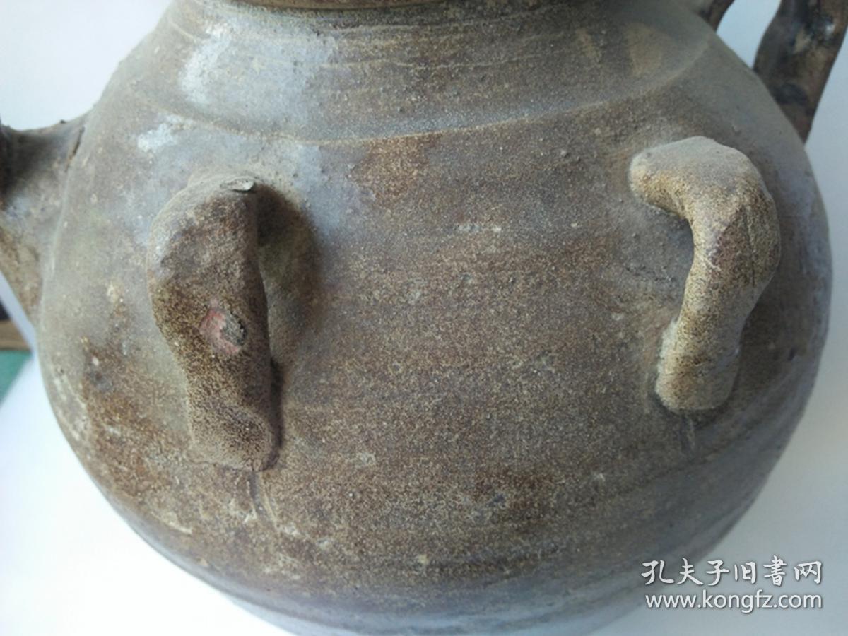 宋代宜兴紫砂胎青釉四系大茶壶(保老)