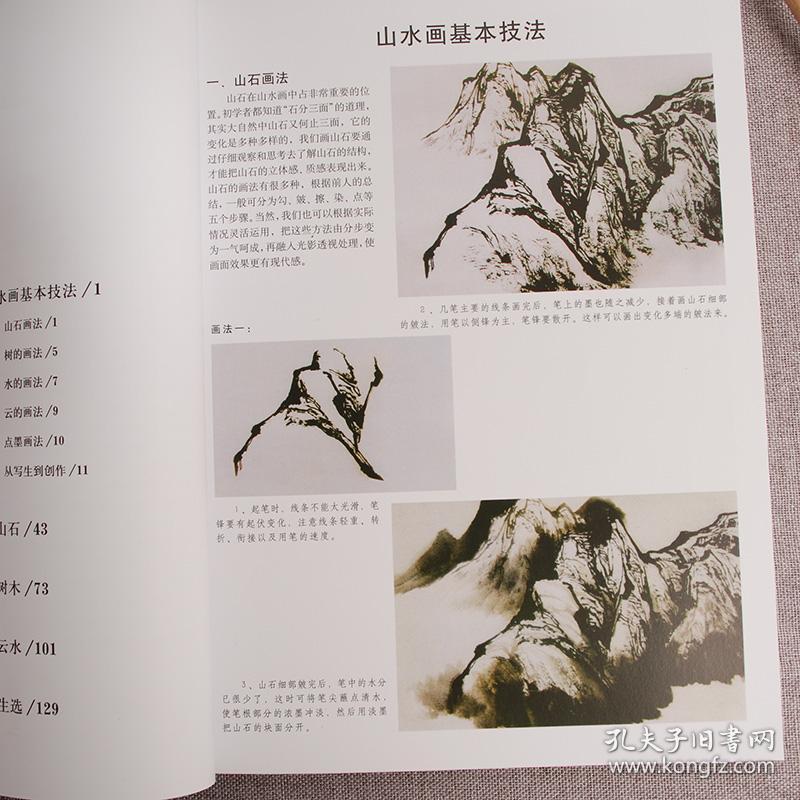 教你怎样画国画 山水篇曾刚彩墨山石云水树木写生选的画法国画入门零