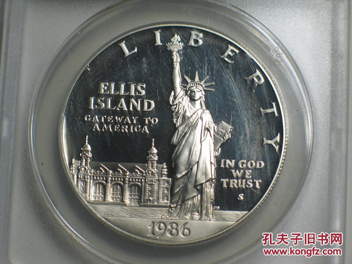 闲山集钱币推荐美国1986s自由女神大银币世界著名评级公司anacs评级