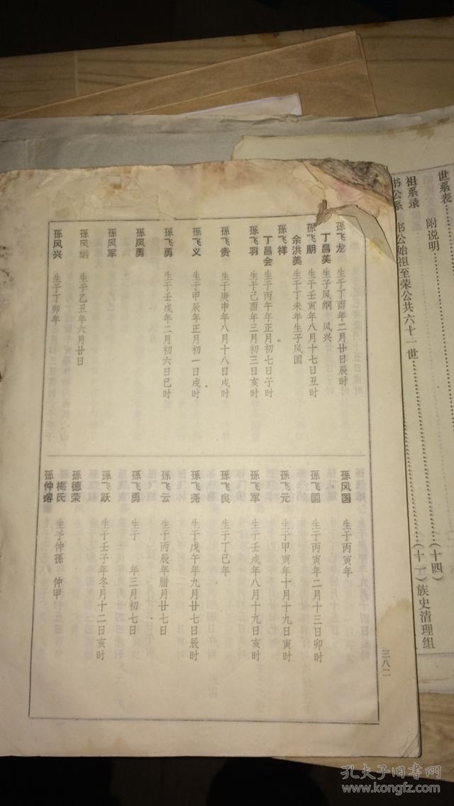 孙氏族谱(二卷:第一卷从目录到382页,第二卷520页全)