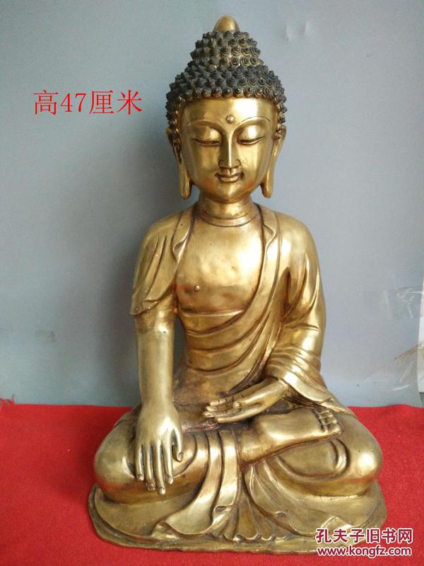 乡下收的大明永乐年制做工精致的鎏金铜佛像1