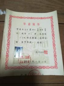 63年上海宝山县小学毕业证