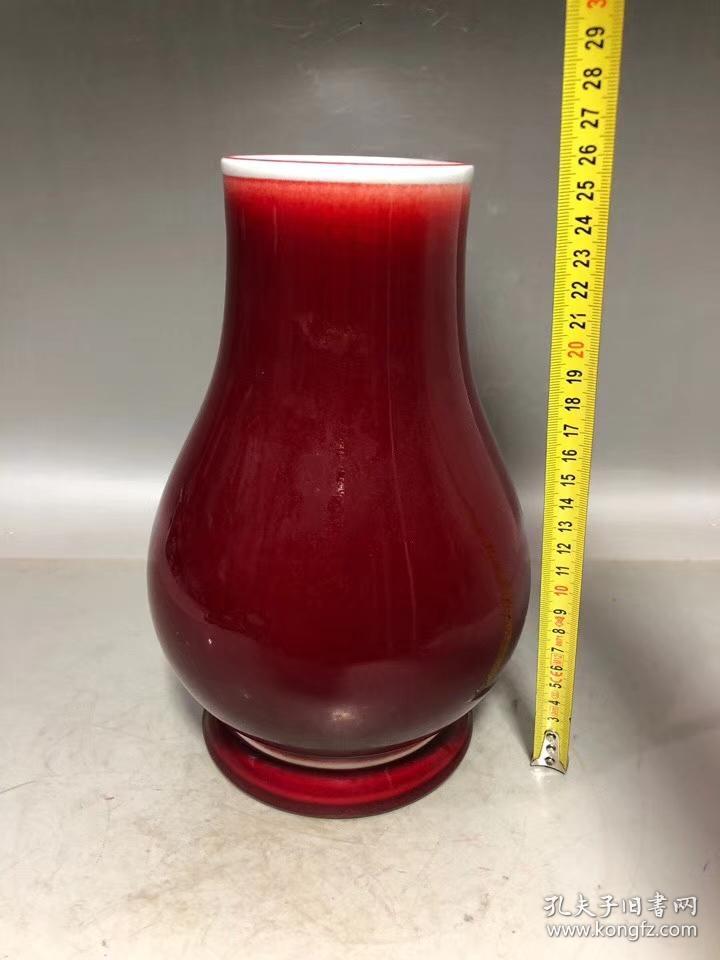 古玩古董古瓷器收藏清代康熙款祭红釉赏瓶尊