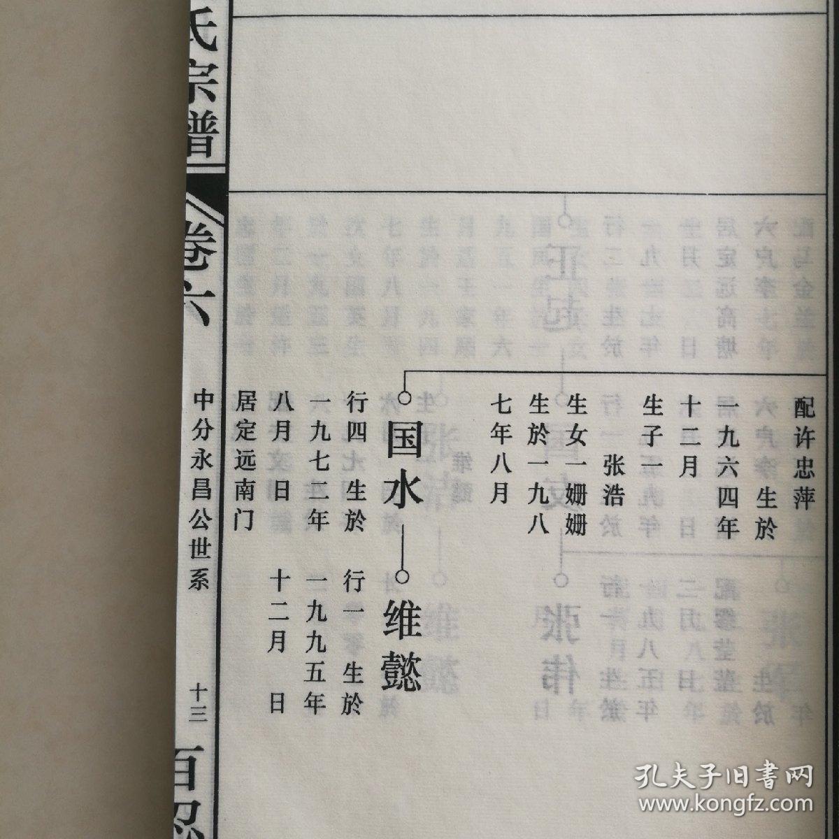 百忍堂张氏宗谱(五卷六卷合售)大16开线装本 共287页