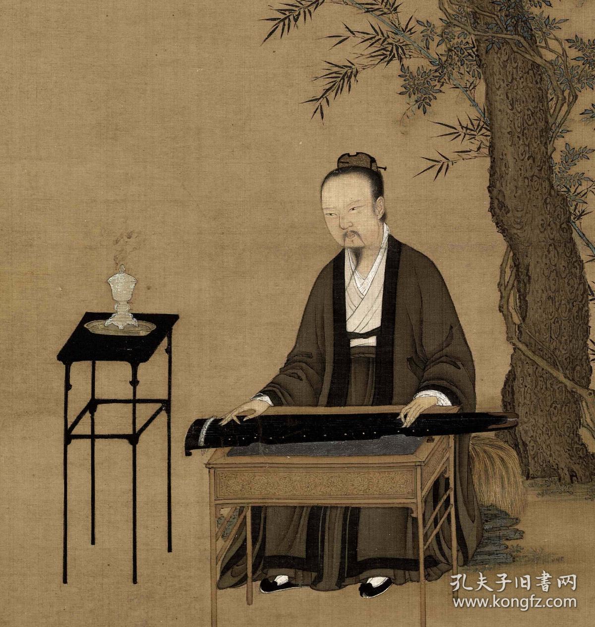 宋画山水人物 宋徽宗 赵佶 听琴图