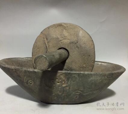 老石器石雕药碾中草药碾摆件石雕老药碾