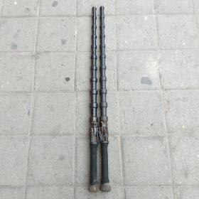 仿古十八般兵器 钢鞭一对尺寸如图,重约5180克!