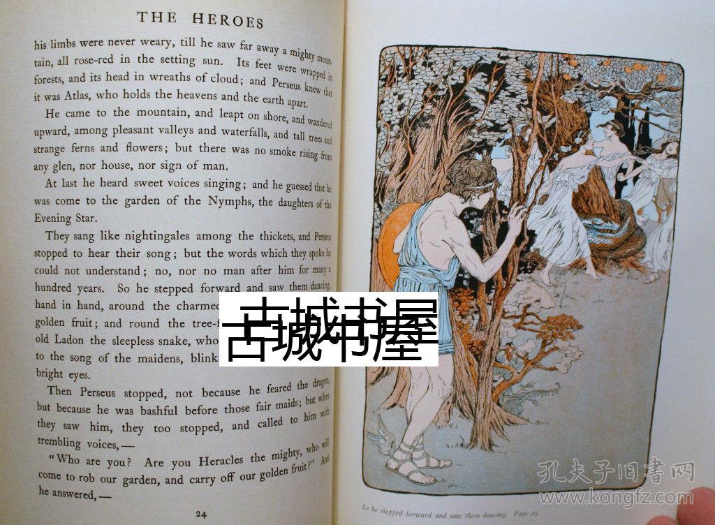 稀缺,限量《查理·金斯莱的名著古希腊英雄们 》艺术家彩色版画插图