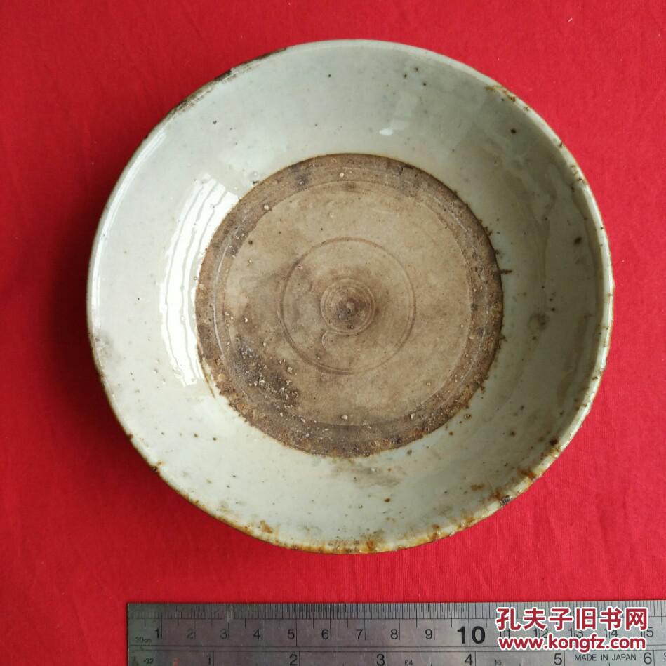 p016清朝时期时代中期棕口青花昆虫纹敞口瓷碗陶瓷收藏珍藏