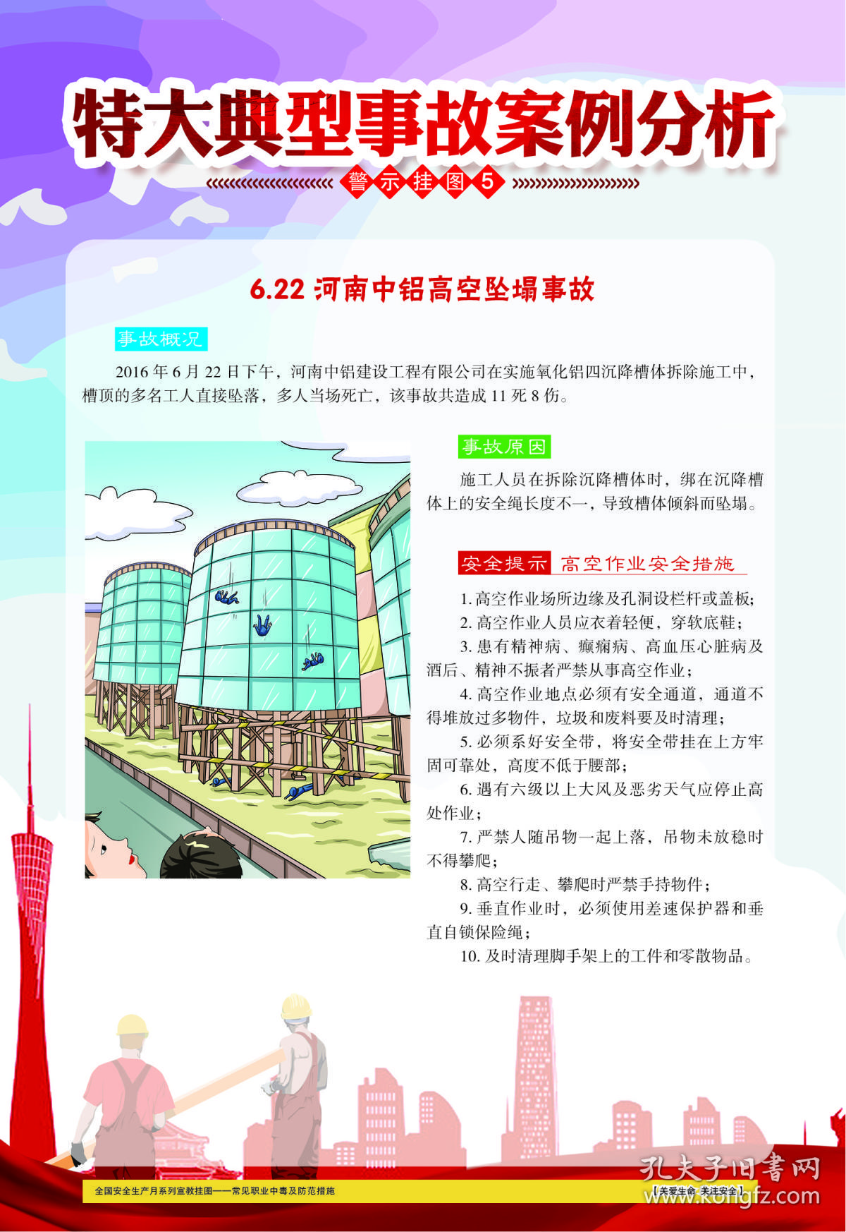 2018安全月重特大典型事故案例警示宣教挂图6张套安全生产事故警示