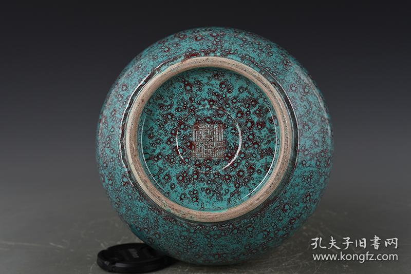 清乾隆炉钧釉蒜头瓶 古玩古董古瓷器