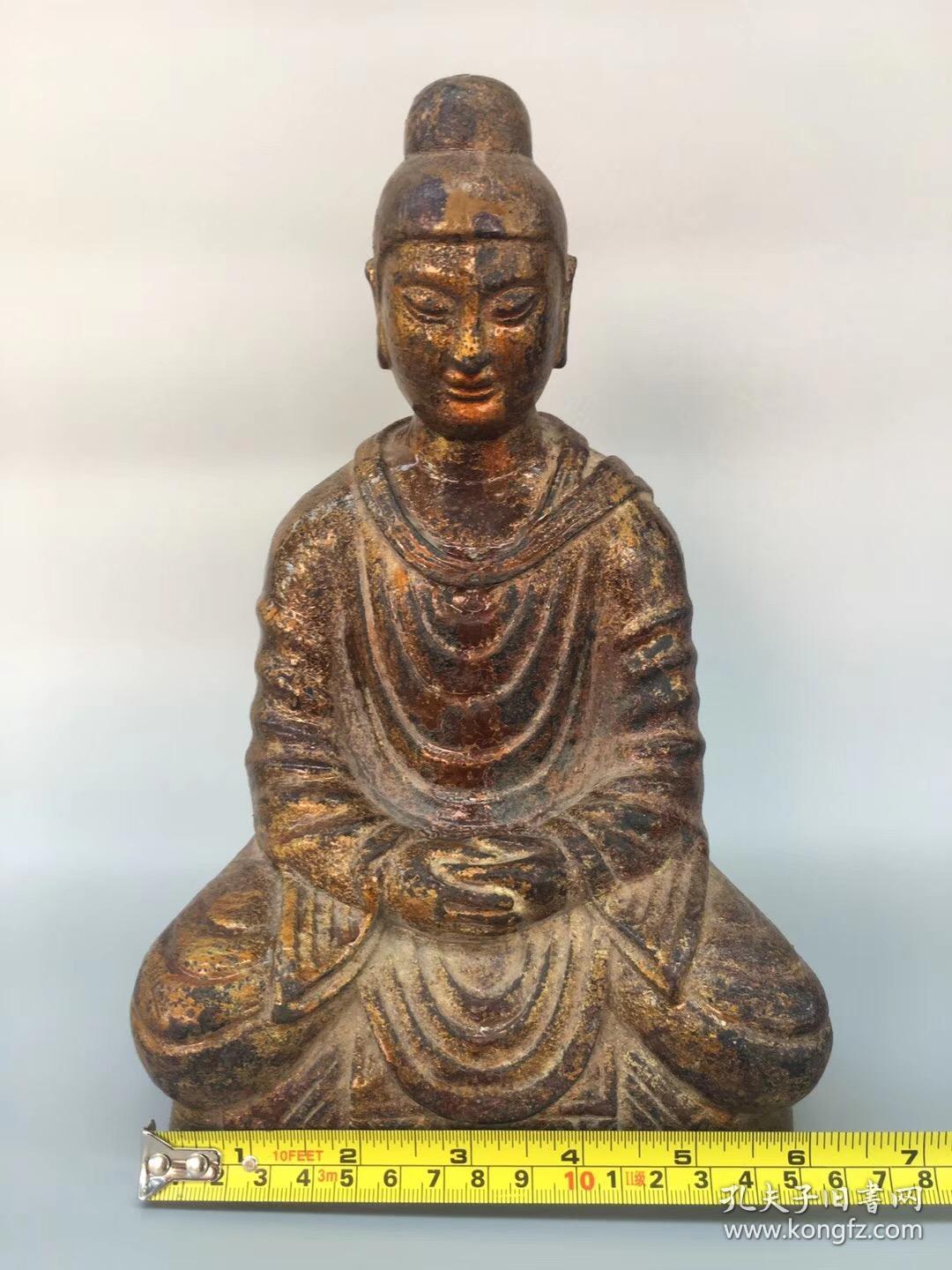 收来的唐代斑铜鎏金佛像 开光释迦摩尼佛像摆件 精品收藏